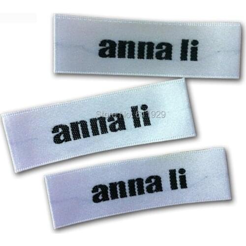 Free shipping customized white satin woven labels/clothing labels/tags/garment collar labels/main labels/hang tag/printed tags