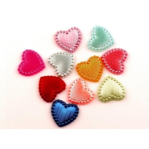 100Pcs Mixed Heart Pearls Beads Craft Handcraft Cabochon Flatback Decoration Embellishments For Scrapbooking Needlework Access