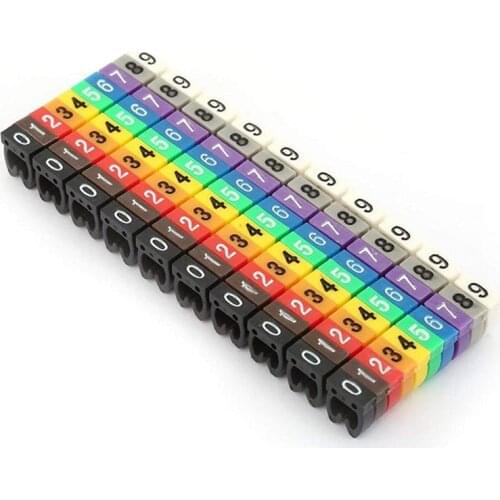 Digital Tube 0-9 Digital Number Tube Cable Marker Colorful Cable Marker C Shape Suitable Multi-Type Cable (100Pcs 4mm²)