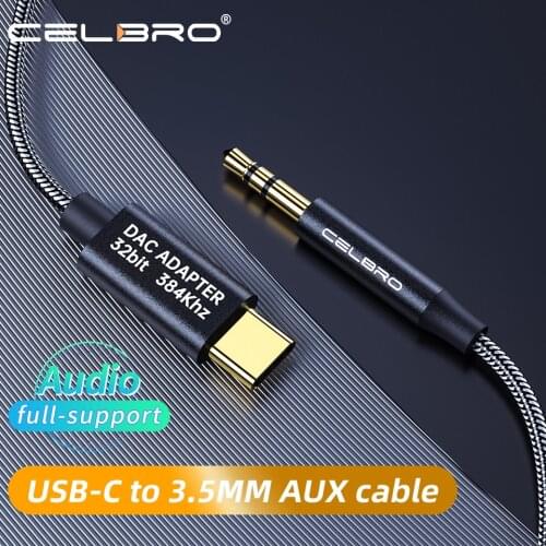 DAC HiFi USB C to 3.5mm Headphone Audio Aux Adapter Type C to 3.5mm Jack Audio Cable in Car for Xiaomi mi 10 Oneplus 8t Speaker