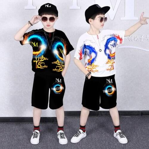 For 6 7 8 9 10 12 14 Yrs Kids Clothes Boys Sport Suits Teens Summer Boy Girls Hip-hop Outfits Sets Short Sleeve T Shirt & Shorts