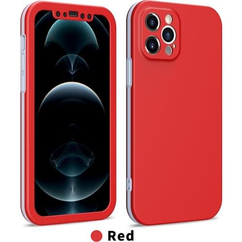Two-tone Luxury 360 Full Cover Case For iPhone 12 11 pro max Protective Cover iPhone XS Max XR 7 8 Plus Phone Case With Glass