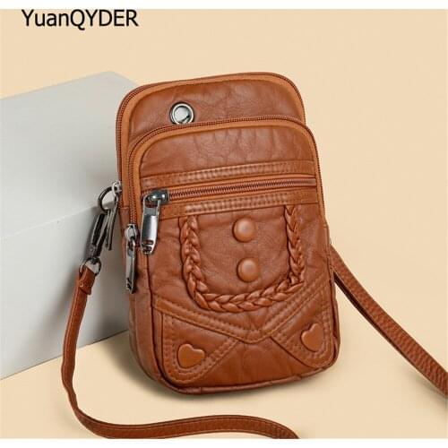 Luxury Designer High Quality Leather Ladies Shoulder Bag Button Womens Mobile Phone Bag Soft Leather Women Messenger Bags Sac