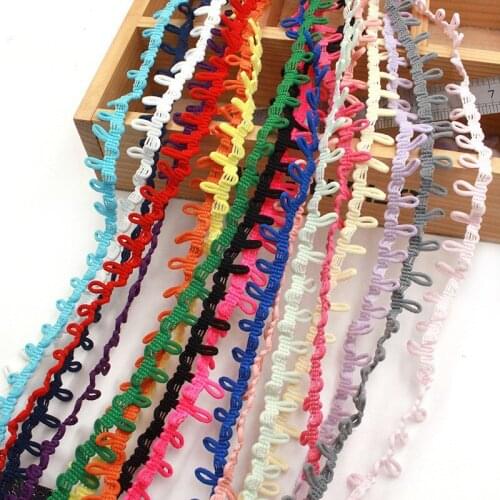 Elastic Lace Ribbon 5 Yards Black White Button Loops DIY Multicolor Handmade Lace Trimming for Clothes Sewing Crafts Accessories