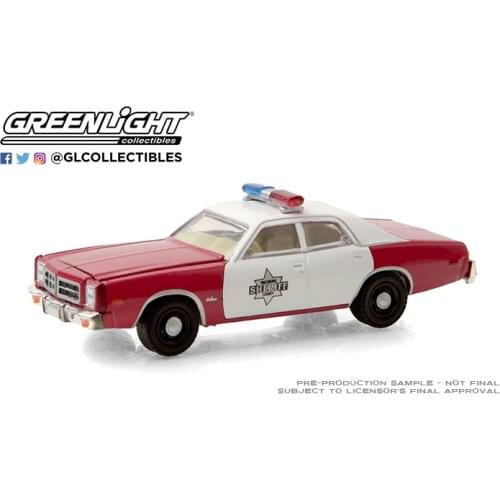 GreenLight 1:64 1977 Dodge Monaco Red and White Alloy Metal Diecast Cars Model Toy Vehicles For Children Boy Toys gift