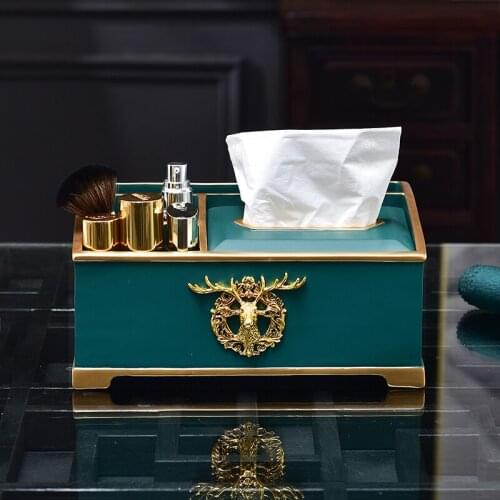 Beautifully Dark Green Tissue Box Office Living Room Desktop Storage And Finishing