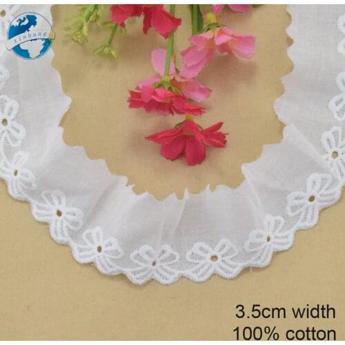 3.5cm width white 100% cotton embroidery lace french lace ribbon fabric guipure diy trims warp knitting sewing Accessories#3162