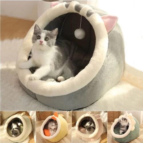 Sweet Cat Bed Warm Pet Basket Cozy Kitten Lounger Cushion Cat House Tent Very Soft Small Dog Mat Bag For Washable Cave Supplies