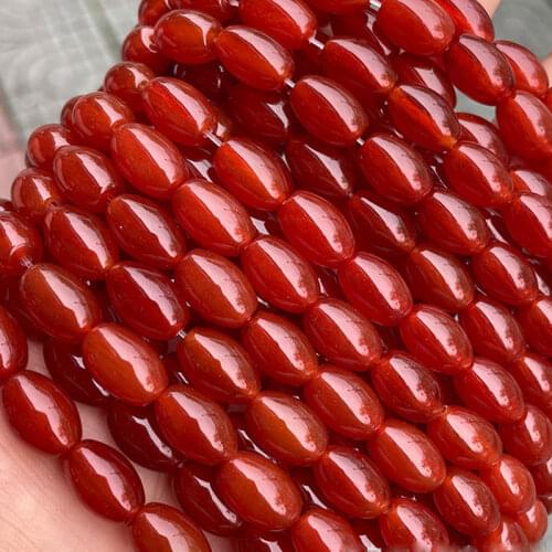 Natural Stone Red Onyx Agates Drum Rice Beads For Jewelry Making Red Stripe Agates Accessorries Beads For Bracelet For Gifts