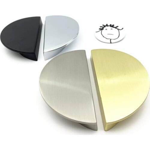 LCH Semicircular Solid Zinc Alloy Brushed Gold Black Color Handle Cabinet Drawer Pull Knob Door Pull Chinese Style Half Moon