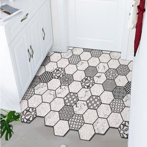 Simple Geometric Rug Carpet Floor Entrance Door Living Room Bedroom Decoration DIY Cut PVC Anti-Slip Smooth Modern Ornaments Mat