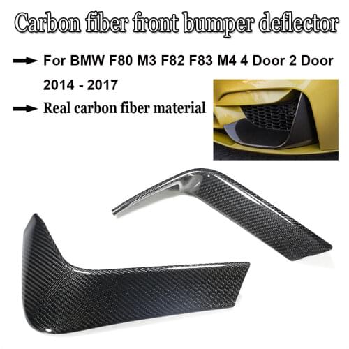 Carbon Fiber Front Bumper Fog Lights Corner Splitters Covers Trim for BMW F80 M3 F82 F83 M4 4 Door 2 Door 2014 - 2017