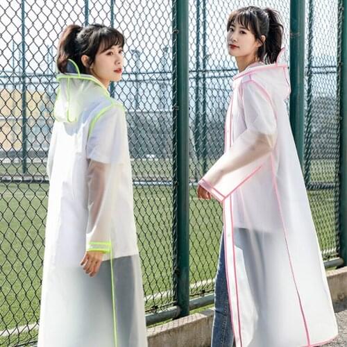 Women Raincoat Hooded Rain Coat Transparent Men Rainwear Outdoor Hiking Thickened Adult Backpack Portable Waterproof Raincoats