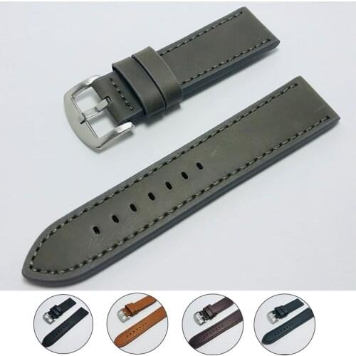 Vintage Artificial Leather Watchbands Bracelet For Women Men Black Brown Watch Strap 20mm 22mm 24mm Wrist Band Watch Accessories