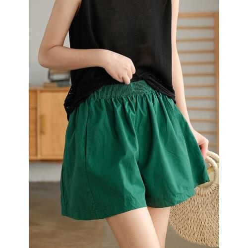 Summer Shorts Women Casual Solid Color Loose Female Wide-Leg Pants Cotton Wild