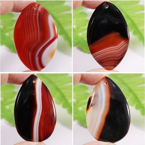 Charms Beautiful Red Stripe Agates Pendant Oval Waterdrop Heart Stone Beads Multiple Shape For Jewelry Making Free