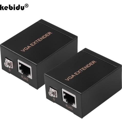 Kebidu 60M Network Signal Amplifier 1080P VGA to RJ45 Extender Repeater by Cat5e/6 VGA for PC Laptop Computer Projector