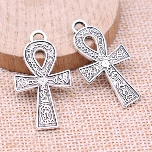 WYSIWYG 4pcs 38x21mm Double Sided Ankh Cross Charm Ankh Cross Pendants For Jewelry Making Ankh Cross Pendants Charm