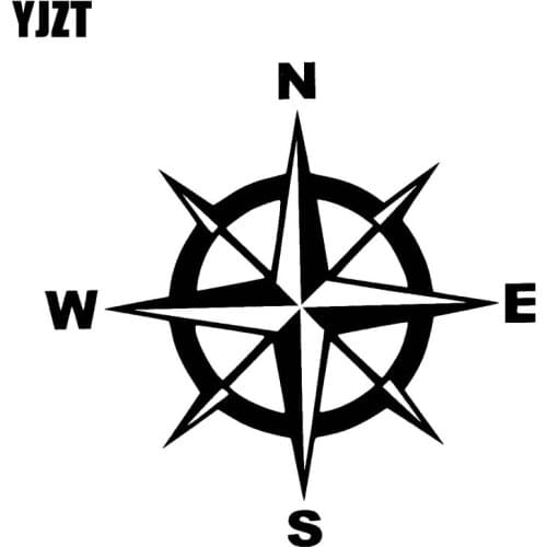 YJZT 14.5CM*14.5CM Compass Nautical Car Sticker Vinyl Decal Black Silver C10-01171