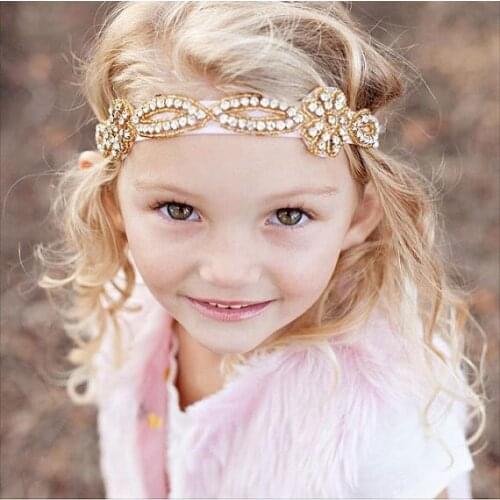 Yundfly Fashion Baby Girls Golden Rhinestone Headband Children Shining Hairband Hair Accessories