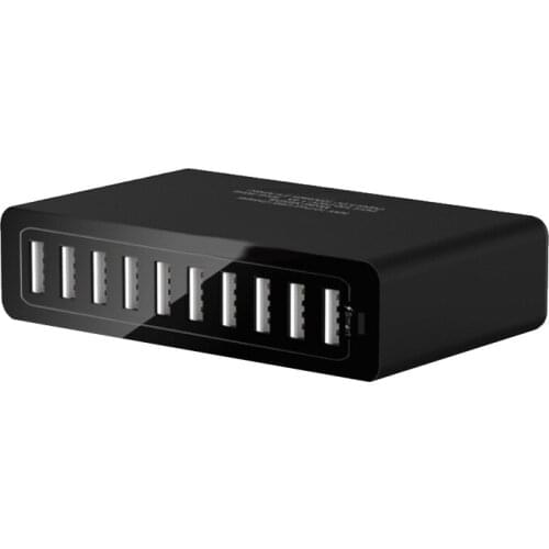 10 USB Ports Quick Charge Charger Station Dock with Cable 50W Plug for iPhone iPad PC Kindle Multi USB Charger (UK Plug)