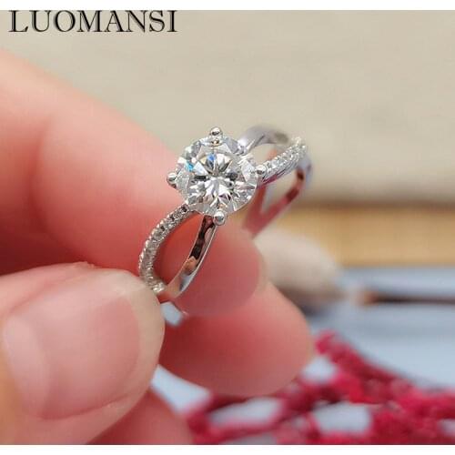 Luomansi 6.5MM 1CT Moissanite Cross Ring Passed the Test S925 Sterling Silver Woman Wedding Party Jewelry