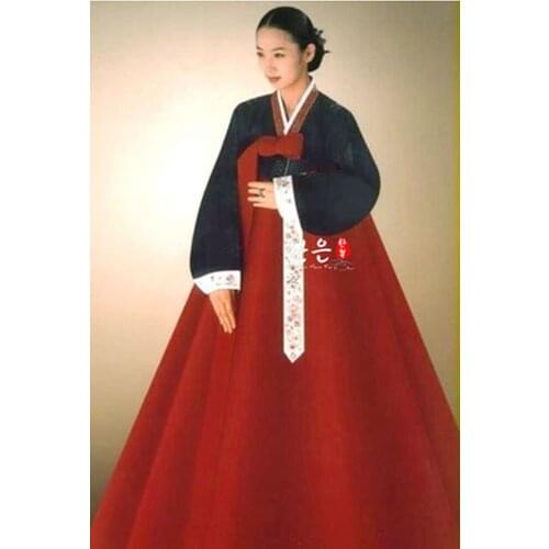 Women Korean Hanbok Embroidery Dress Costume Ethnic Dance Traditional Long Sleeve Cosplay Tailored Free Shipping Ancient Costume