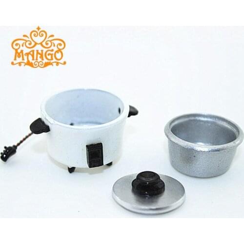 1:12 dollhouse miniature kitchen scene props to play Metal rice cooker pocket model