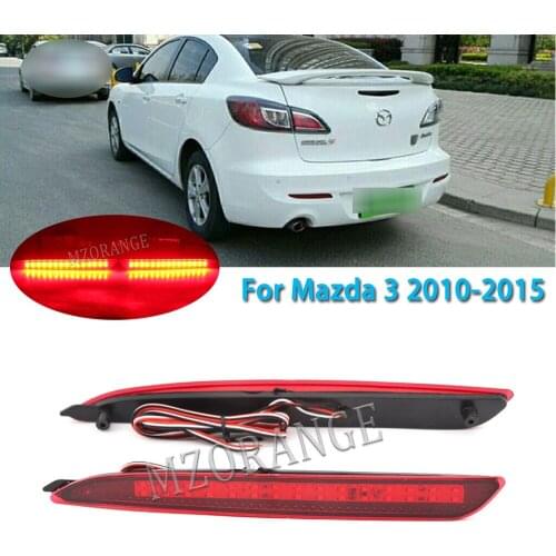 MIZIAUTO 1Pair LED Car Reflector Brake Lamp For Mazda 3 2010 2011 2012 2013 2014 2015 Tail Rear Bumper Warning Light