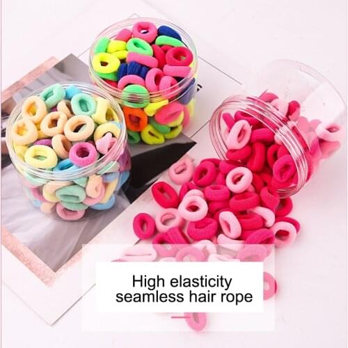 100PCS Kids Ponytail Holders Solid Color Hair Ties Elastic Hair Bands with Box Mini Hair Rope Headwear Hair Accessories