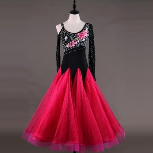 2018 High Quality Plus Size Ballroom Dance Dresses Waltz Tango Dancing Wear Long Sleeves Evening Dress Accept Customize Size
