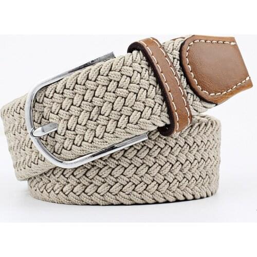 2021 Fashion Men Women Casual Knitted Pin Buckle Belt Woven Canvas Elastic Expandable Braided Stretch Belts Plain Webbing Strap