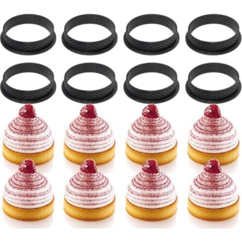 5PCS Circular Tart Ring Mold Dessert Perforated Fruit Pie Quiche Cake Mousse Round Square Kitchen Bakeware Mould Decorating Tool