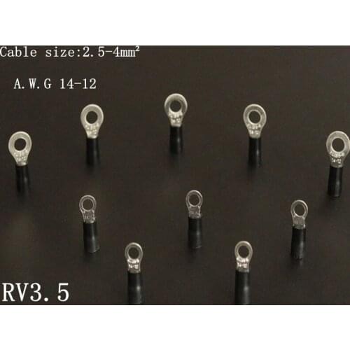 50pcs/lot Round pre-insulated ends RV3.5-4-5s-5L-6-8-10 Cold-pressed terminals 2.5-4 square