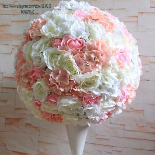 50cm wedding decoration artificial silk rose 2/3 round wedding table centerpiece flower balls flower runner wedding TONGFENG