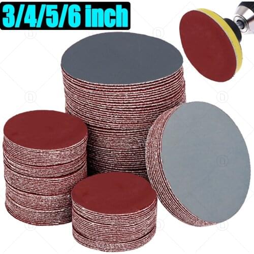 3/4/5/6 inch Round Velcro Sandpaper Disk Abrasive Polish Pad Plate Sanding Polishing Kit Grit Paper Discs Buffing Sheet Sander