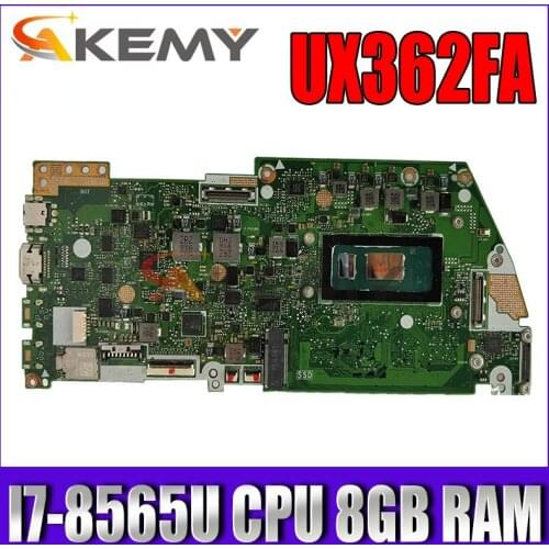 AKemy UX362FA original mainboard I7-8565U CPU 8GB RAM For ASUS UX362FA-EL142T ZenBook Flip UX362 laptop mainboard motherboard