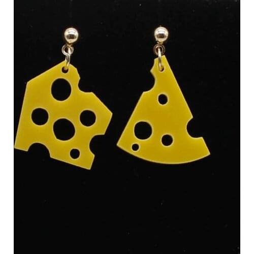 Pendientes de acrílico de queso amarillo de moda coreana para mujer Pendientes asimétricos Joyería de estilo callejero