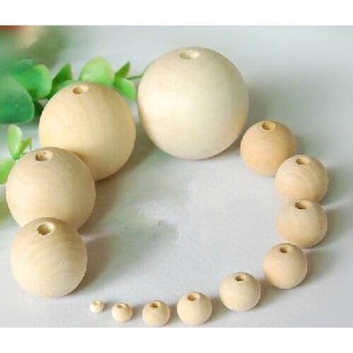 Free shipping! 100pcs/lot 6mm to 40mm Natural Unfinished Round Wood Beads