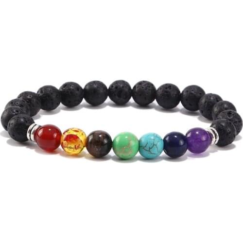 2021 New Natural Lava Bead Treatment Balance Chakra Charm Bracelet 8MM Tiger Eye Bead Tibetan Buddha Prayer Bracelet Ladies Men