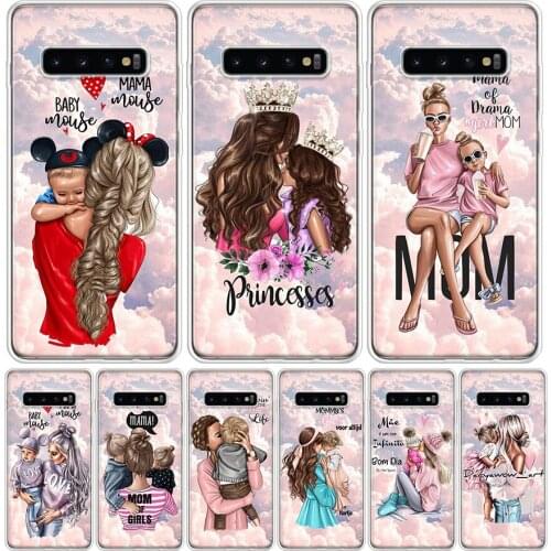 Fashion Girl Super Baby Mom Cover Phone Case For Samsung Galaxy S10 S20 Ultra Note 10 9 8 S9 S8 J4 J6 J8 + Lite Plus Pro S7 Coqu