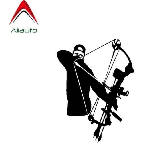 Aliauto Personality Classic Car Sticker Bowhunter Archery Bow Arrow Hunt Hunting Vinyl Waterproof Decal Black/Silver,11cm*15cm