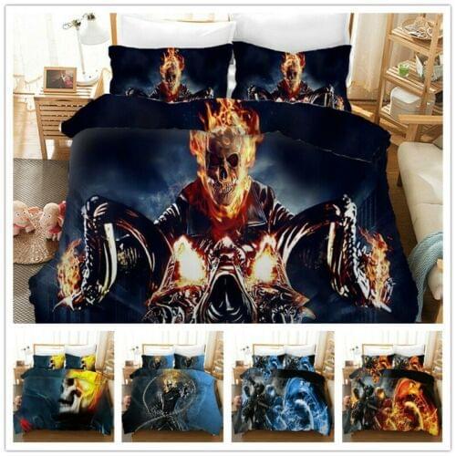 Ghost Rider Bedding Set 2/3Pcs Duvet Cover & Pillowcase(s) 3D Printed Quilt Cover Home Textile Gift