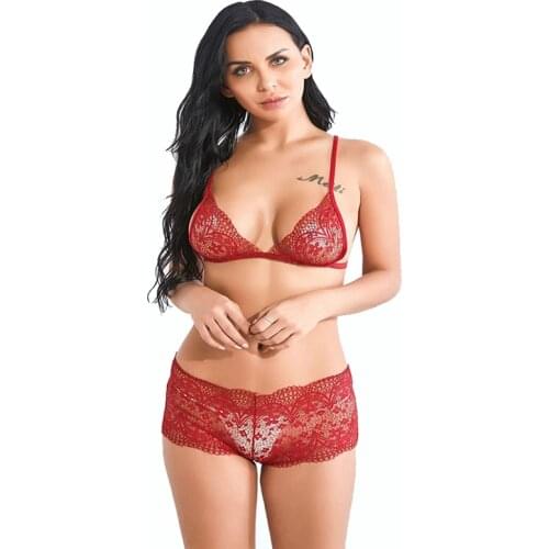 Women Bra Set Sexy Transparent Ultrathin Bra Panty Underwear Ladies Push Up Seamless Lace Hollow Intimates Briefs Lingerie Set