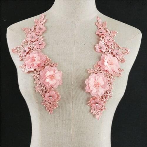 Pink Fabric Flower Venise Floral Lace Sewing Applique Lace Collar Neckline Collar Applique Diy Craft Neckline Sewing Accessories
