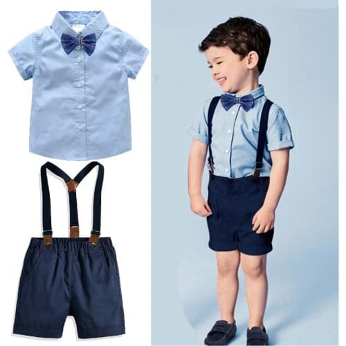 Summer Baby Boy Clothes Shorts Sets Kids Designer Clothes Boys Vacation Outfits Baby Collar Blouse Ropa Bebe Conjuntos Para Bebe