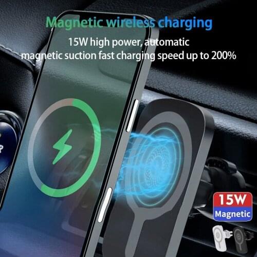 15W Magnetic Wireless Charger Stand For IPhone12 IPhone 12Pro Huawei Samsung Xiaomi Car Air Outlet Charger Fast Charging Bracket