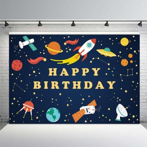 Mehofoto Planet Universe Photography Backdrop Rocket Astronaut Background Photo Shoot Prop Photocall Custom Dessert Table Decor