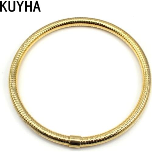 Fashion Bracelet&Bangles Jewelry Gold Color Simple Style Metal Women/Men 5MM Wide Trendy Bracelets Jewelry