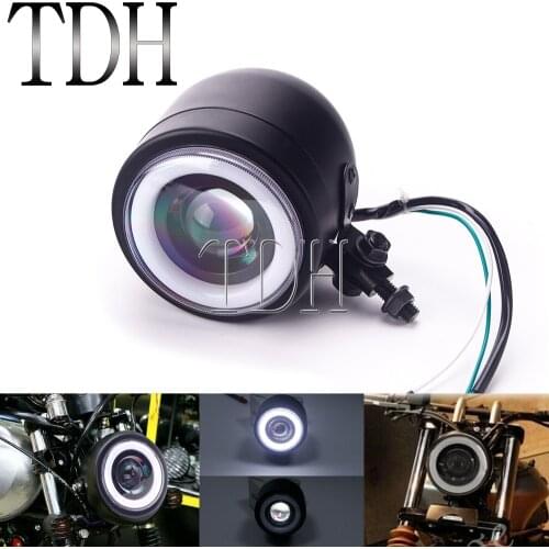 Motorcycle Dominator Headlight LED Vintage Daytime Running Light Headlamp for Harley Chopper Bobber Cafe Racer Honda Suzuki BMW
